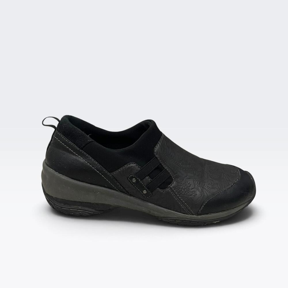 Jambu Black All Terra Design Floral Embossed Comfort Shoes